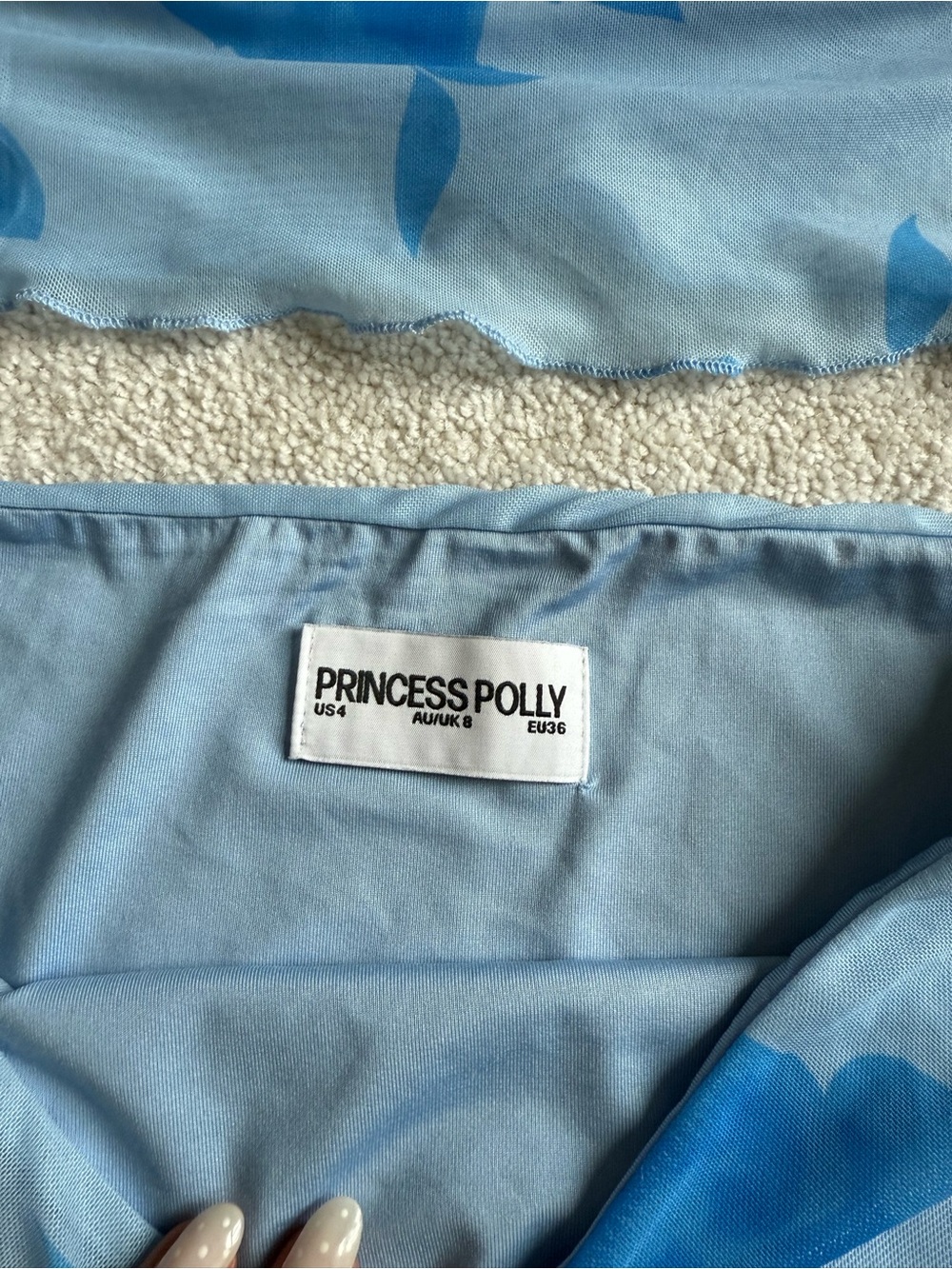 Princess Polly Blue Floral Mini Skirt with Side Slit and Strapless Top - Picture 2 of 2